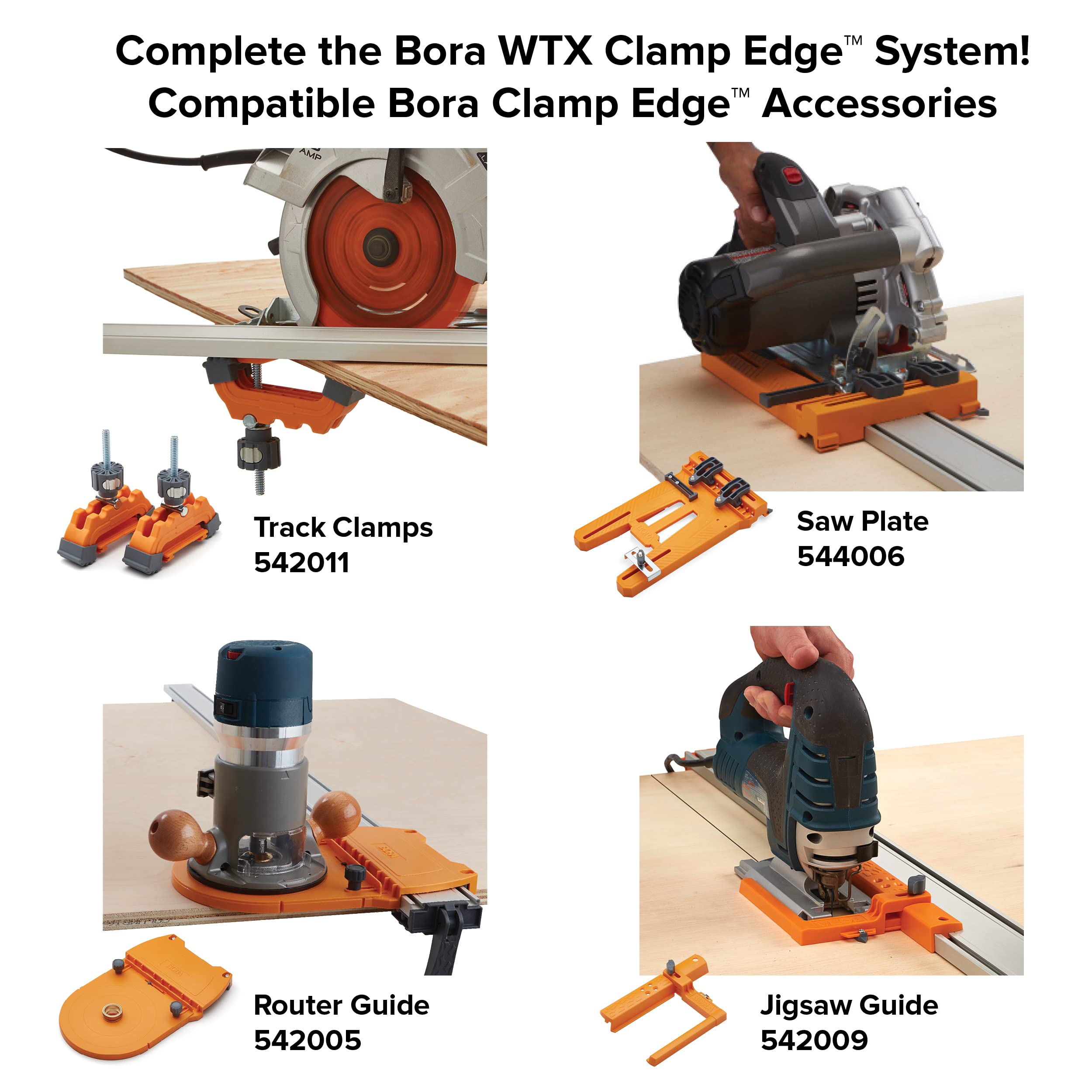 BORA WTX Ruled Clamp Edge Saw Guide, 50 Inch Length Rail for Circular Saws, Cutting Track for Woodworking, Contractors, DIY, 545050, Metallic