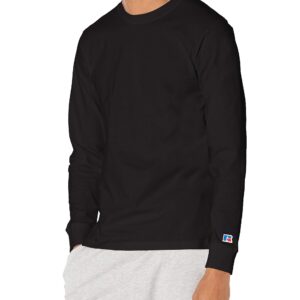 Russell Athletic Men's Soft 100% Cotton Midweight T-Shirt, Long Sleeve-Black, X-Large