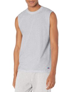 russell athletic men's soft 100% cotton midweight sleeveless muscle t-shirt, oxford, small