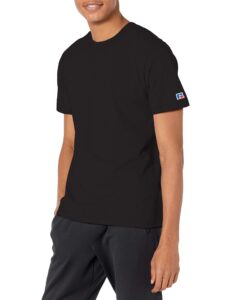 russell athletic men's soft 100% cotton midweight t-shirt, black, xxl