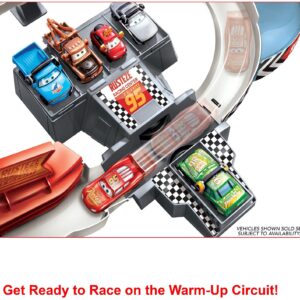 Disney Car Toys Rust-Eze Double Circuit Speedway Playset Test Track Set For Drift, Race and Crash Competitions, With Lightning McQueen Vehicle, Kids Birthday Gift For Ages 4 Years and Older