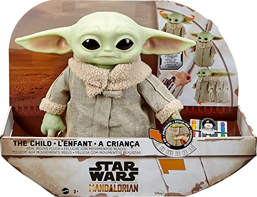 Mattel Star Wars The Mandalorian Grogu RC 12-inch Plush Toy, Real Moves Soft Body Doll with Remote-Controlled Motion & Sounds