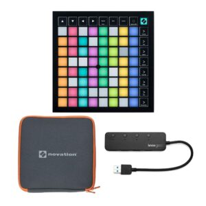 novation launchpad x grid controller bundle with launchpad case and 3.0 4 port usb hub (3 items)