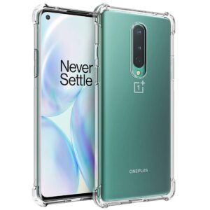 osophter for oneplus 8 case [not compatible with oneplus 8t],clear transparent reinforced corners tpu shock-absorption flexible cell phone cover for one plus 8(clear)