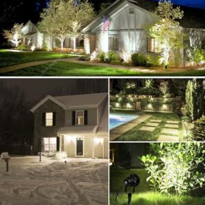 SUNVIE 20W Outdoor Spotlight LED Landscape Lighting 120V AC Waterproof Yard Spot Lights Outdoor with Stake for Tree Flag Lights 3000K Ultra Warm White Lawn Decorative Lamp with US 3-Plug in (2 Pack)