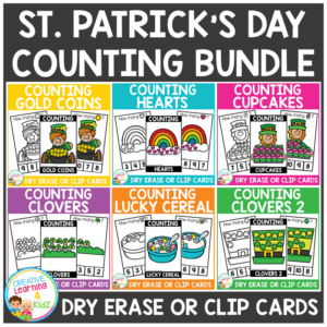 dry erase counting book/cards or clip cards: st. patrick's day bundle