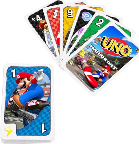 Mattel Games ​UNO Mario Kart Card Game for Kids, Adults, Family and Game Night with Special Rule for 2-10 Players