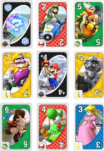 Mattel Games ​UNO Mario Kart Card Game for Kids, Adults, Family and Game Night with Special Rule for 2-10 Players