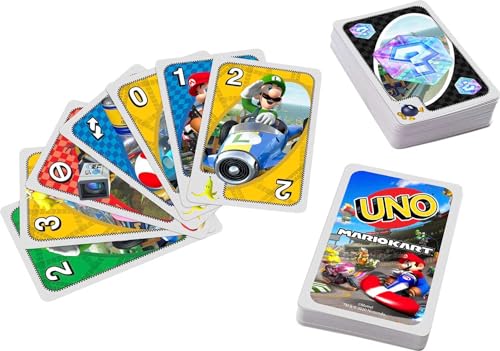 Mattel Games ​UNO Mario Kart Card Game for Kids, Adults, Family and Game Night with Special Rule for 2-10 Players