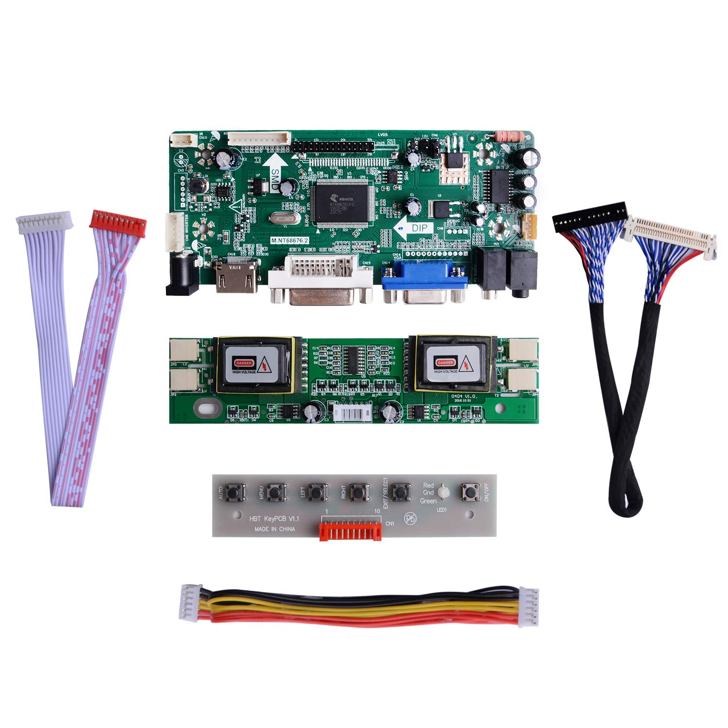 GeeekPi NT68676 HDMI+VGA+DVI+Audio Input LCD Controller Driver Board or HSD190MEN4 M170EN06 17" 19" 1280x1024 4CCFL 30Pins LCD Panel,Fit for Arcade1Up Monitor