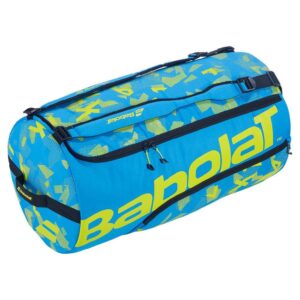 babolat xl tennis duffel, blue/yellow lime