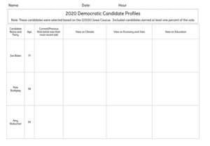 2020 candidate profile sheets