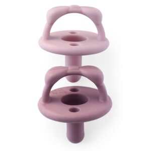 Itzy Ritzy Silicone Pacifiers for Newborn - Sweetie Soother Pacifiers Feature Collapsible Handle & Two Air Holes for Added Safety; for Ages Newborn and Up, Set of 2 in Orchid & Lilac