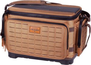 plano guide series 3700 tackle bag, large, beige 1680 denier fabric with waterproof base, includes 6 stowaway utility boxes, premium fishing storage for baits & lures