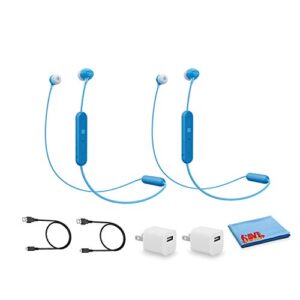 sony wi-c300 wireless bluetooth in-ear headphones -blue - 2 pack kit