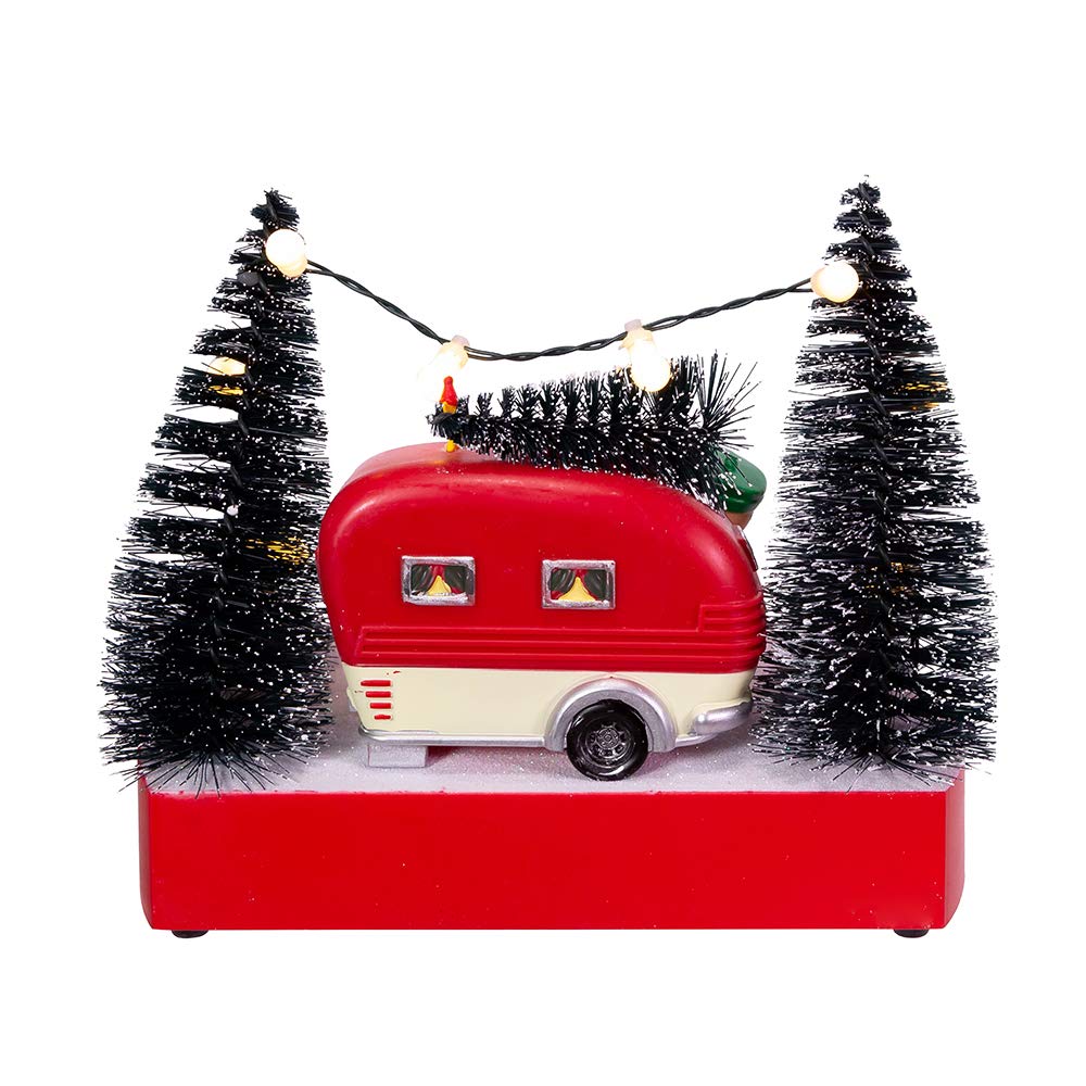 Peanuts Kurt Adler 7-Inch Battery-Operated Musical Camper Scene Table Piece, Multi