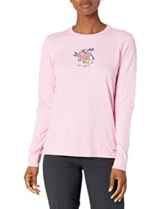 life is good womens crusher, happy pink, x-small