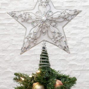 Kurt Adler 13.5-Inch 5-Point White and Silver Star Treetop