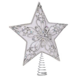 Kurt Adler 13.5-Inch 5-Point White and Silver Star Treetop