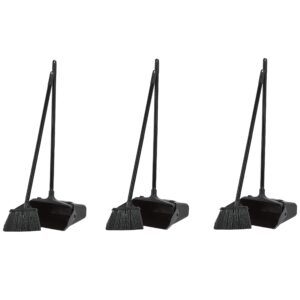 amazoncommercial sectional handle upright lobby dust pan & broom set - 3-pack