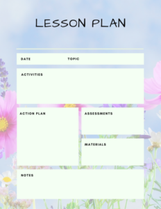 lesson plan pastel leaf design-general teacher lesson planner page-8.5" x 11.0"