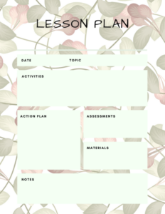 lesson plan pastel leaf design-general teacher lesson planner page-8.5" x 11.0"