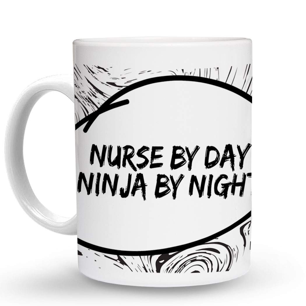 Makoroni - NURSE BY DAY NINJA BY NIGHT Paramedic - 11 Oz. Unique Ceramic Coffee Cup, Coffee Mug