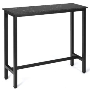 costway 47” bar table with metal frame & faux marble top, industrial bar height table for small space, multifunctional pub dinning desk for dining room living room bar (black)