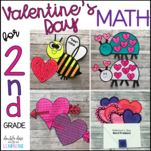 valentine's day math crafts for 2nd grade (word problems, even/odd, graphing shapes and more!)