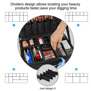 Chomeiu Travel Makeup Case, Professional Cosmetic Makeup Bag Organizer,Accessories Case, Tools Case (Medium, Black)