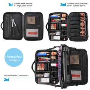 Chomeiu Travel Makeup Case, Professional Cosmetic Makeup Bag Organizer,Accessories Case, Tools Case (Medium, Black)