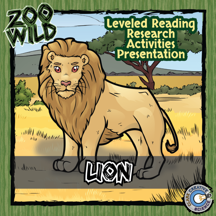 Lion - 15 Zoo Wild Resources - Leveled Reading, Slides & Activities