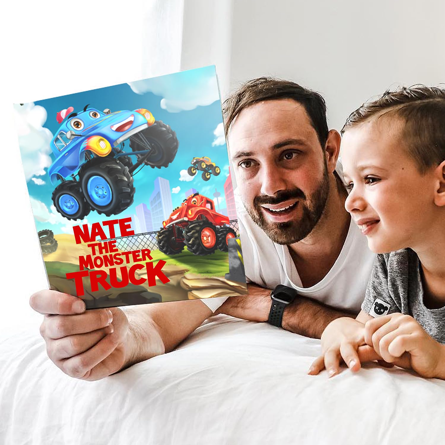 Personalized Story Book by Dinkleboo - "The Monster Truck" - A Story About Your Child and Being A Monster Truck - for Children Aged 0 to 8 Years Old - Soft Cover - Smooth, Glossy Finish (8"x 8")