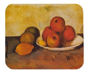 mouse pad universe museum art mouse pads - decorative & high performance - 2 sizes - thick natural rubber, no slip base (mini, cezanne - still life with apples)