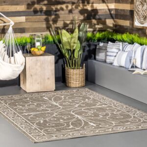 nuloom kathleen traditional indoor/outdoor area rug, 4x6, beige