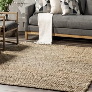 nuLOOM Hailey Hand Woven Jute Area Rug, 6' Square, Natural