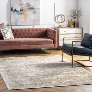 nuloom madisson vintage faded medallion accent rug, 3x5, gold