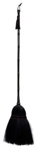 creative co-op handmade grass bamboo handle & decorative tassel broom, black