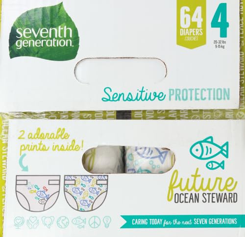 Seventh Generation Baby Diapers, Sensitive Protection, Size 4, 64 count