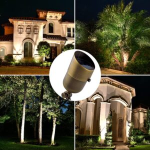 LED Spot Lights Outdoor 7W Landscape Light 101 (6 Pack) Water Resistant Brass Metal Spotlight Garden Lighting for Walls Trees Flags Security Outdoor Home Area with Spike Ground Stake and MR16 LED Bulb