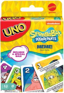mattel games ​uno spongebob squarepants card game with 112 cards & instructions for players 7 years old & up, gift for kid, family & adult game night​ [amazon exclusive]