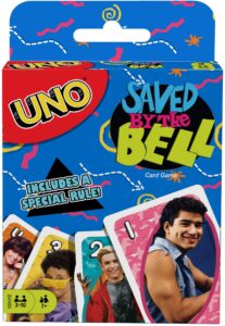 mattel games uno saved by the bell card game with 112 cards & instructions, great gift for kid, adult or family game night, ages 7 years & older