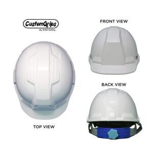 CustomGrips by SISO Safety ANSI Z89.1 Customizable Polished 6 Point Suspension Safety Hard Hat for Heat Protection, Construction Helmet, Front and Side Impact Protected, Fully Adjustable