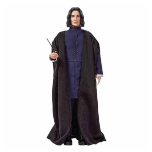 mattel harry potter collectible severus snape doll (~12-inch) wearing black coat jacket and wizard robes, with wand, gift for 6 year olds and up