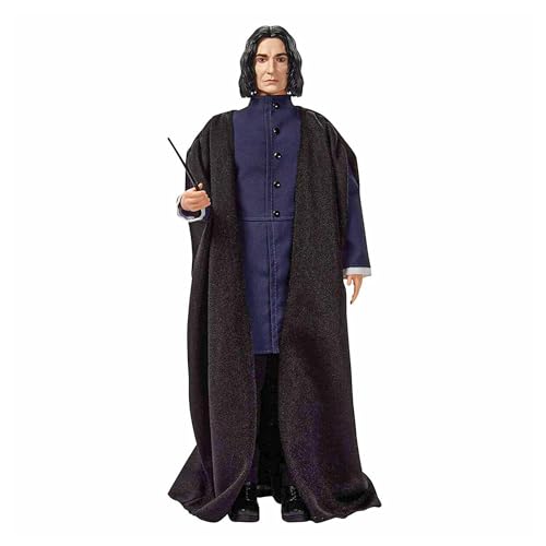 Mattel Harry Potter Collectible Severus Snape Doll (~12-inch) Wearing Black Coat Jacket and Wizard Robes, with Wand, Gift for 6 Year Olds and Up