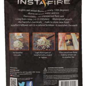 Instafire Insta-Fire Original Blend Granulated Fire Starter, All Natural, Eco-Friendly, Lights Fires in Any Weather 1.75oz Pouches (6 Packs)