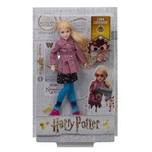 harry potter collectible toy, luna lovegood doll & accessories, signature look with quibbler & spectrespecs