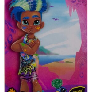 Mattel Cave Club Slate Doll (8-10-inch, Blue Hair) Poseable Prehistoric Fashion Doll with Dinosaur Pet and Accessories, Gift for 4 Year Olds and Up