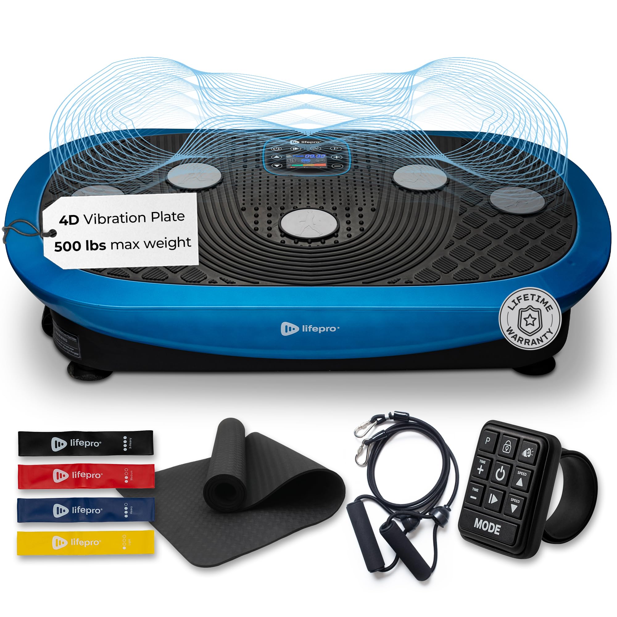 LifePro Rumblex Plus 4D Vibration Plate Exercise Machine - Triple Motor Oscillation, Linear, Pulsation + 3D/4D Motion Vibration Platform/Whole Body Vibration Machine for Weight Loss & Shaping. (Blue)