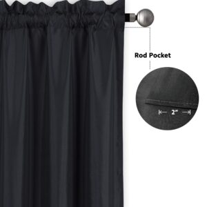 Better Home Style 100% Blackout 2 Tiers Window Treatment Curtain Insulated Drapes Short Panels for Kitchen Bathroom Basement RV Camper or Any Small Window M3024 (Black, 2 Panels 28" W X 24" L Each)